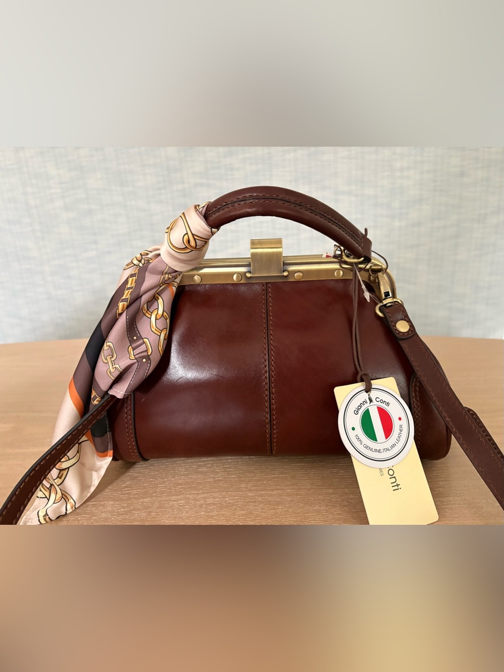 NWT Gianni Conti Italian Leather Doctor Bag Satchel Crossbody Purse W/ Dustbag